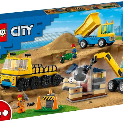 LEGO City - Camioane de constructie si macara cu bila pentru demolari (60391)