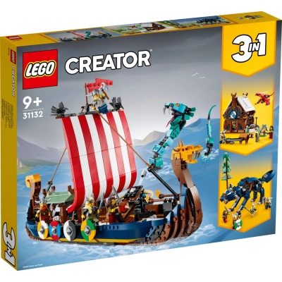 Lego Creator - 3 In 1 Corabia Vikinga si sarpele din Midgard (31132)