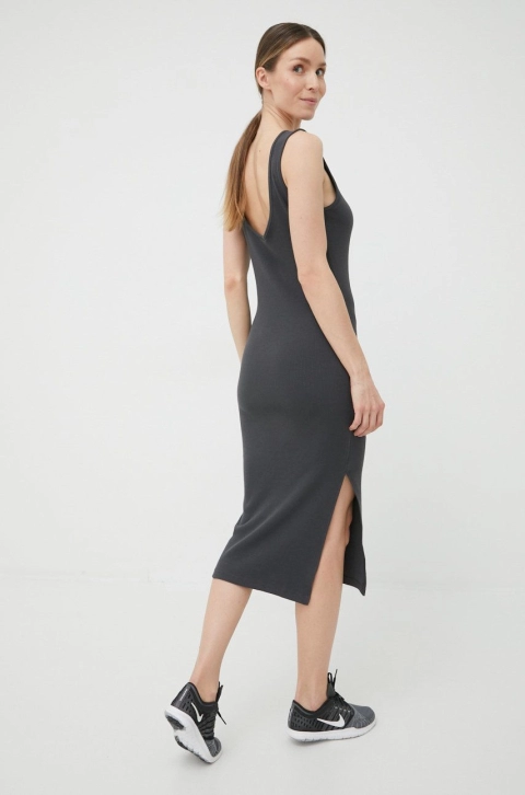 4F rochie culoarea gri, midi, mulata