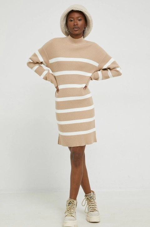 Abercrombie & Fitch rochie culoarea bej, mini, mulata