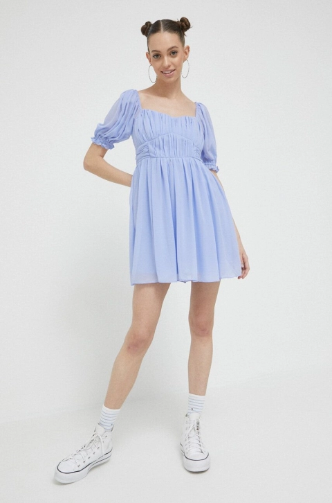 Abercrombie & Fitch rochie culoarea bleu, mini, drept