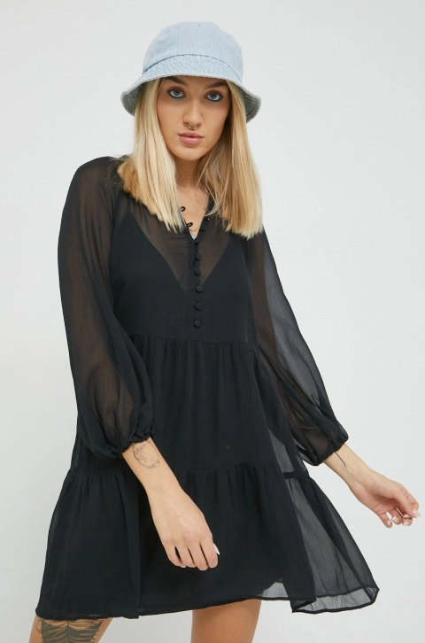 Abercrombie & Fitch rochie culoarea negru, mini, oversize