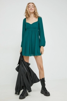 Abercrombie & Fitch rochie culoarea verde, mini, evazati