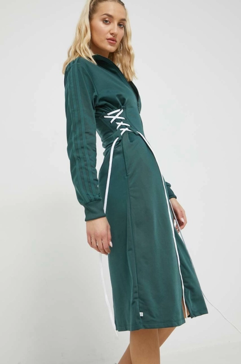 adidas Originals rochie Always Original culoarea verde, mini, mulata