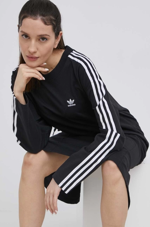adidas Originals rochie din bumbac Adicolor HC2059 culoarea negru, midi, oversize