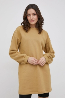 adidas Originals rochie din bumbac Trefoil Moments HE4739 culoarea bej, mini, evazati