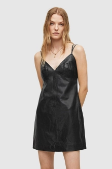 AllSaints rochie culoarea negru, mini, drept
