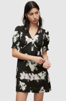 AllSaints rochie culoarea negru, mini, drept