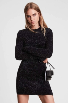 AllSaints rochie culoarea negru, mini, mulata