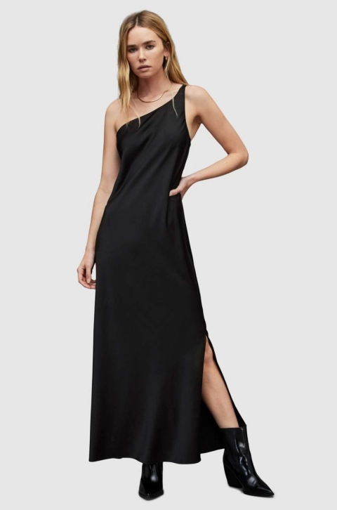 AllSaints rochie si pulover culoarea negru, midi, drept
