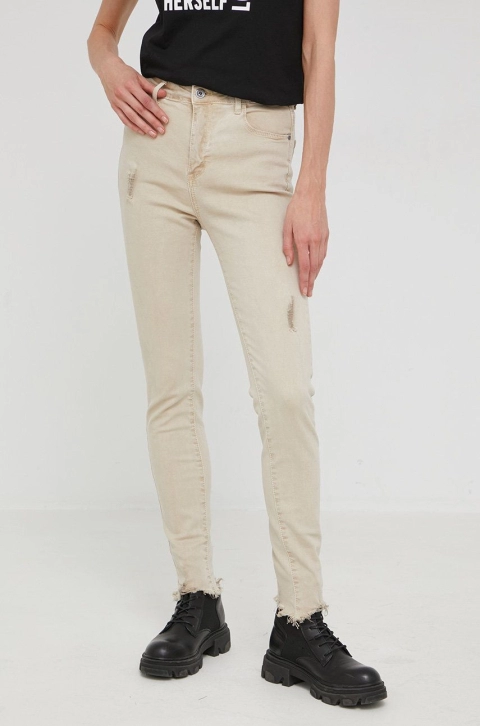 Answear Lab jeansi femei, culoarea bej, high waist