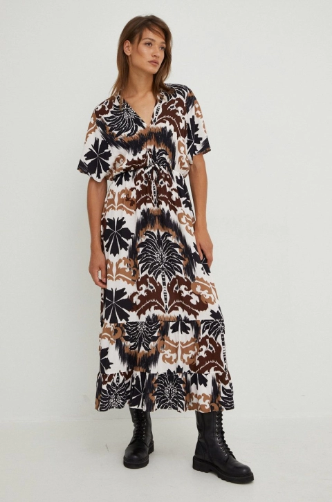 Answear Lab rochie culoarea bej, maxi, evazati