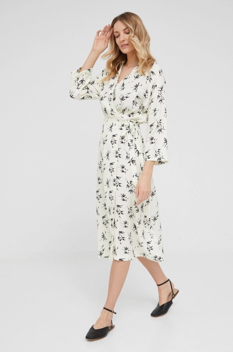 Answear Lab rochie culoarea bej, midi, drept