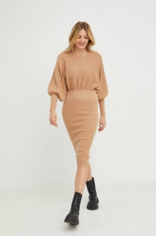 Answear Lab rochie culoarea bej, midi, drept