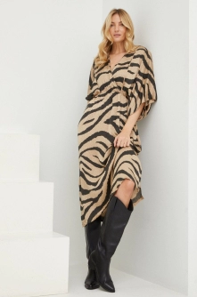 Answear Lab rochie culoarea bej, midi, evazati