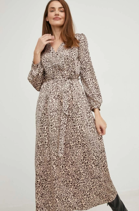 Answear Lab rochie culoarea bej, midi, evazati