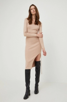 Answear Lab rochie culoarea bej, midi, mulata