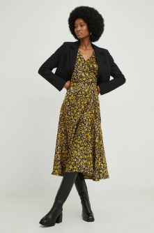 Answear Lab rochie culoarea galben, midi, evazati