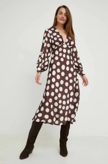 Answear Lab rochie culoarea maro, maxi, drept