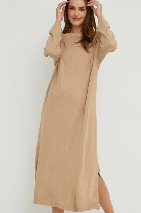 Answear Lab rochie culoarea maro, maxi, oversize