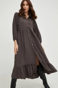 Answear Lab rochie culoarea maro, midi, evazati