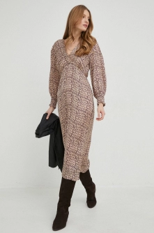 Answear Lab rochie culoarea maro, midi, evazati