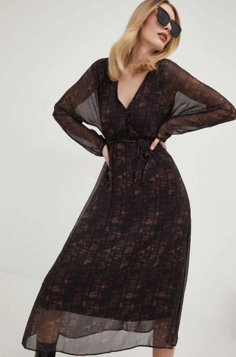 Answear Lab rochie culoarea maro, midi, evazati