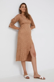 Answear Lab rochie culoarea maro, midi, mulata