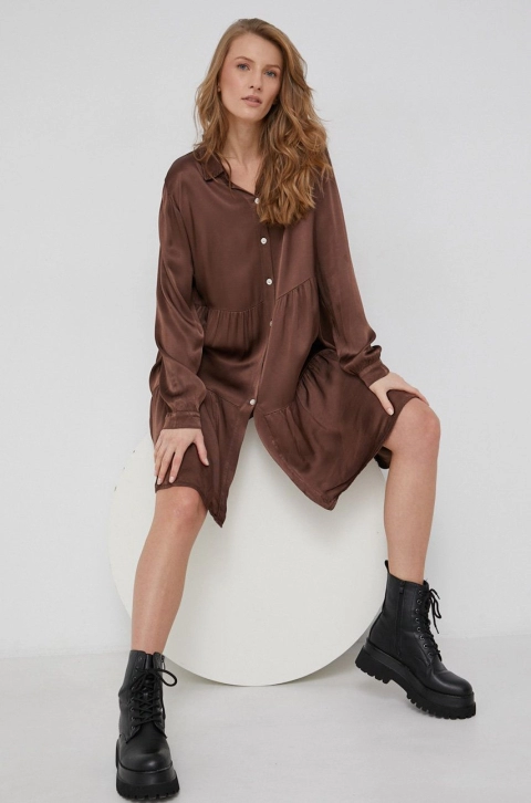 Answear Lab Rochie culoarea maro, mini, evazata