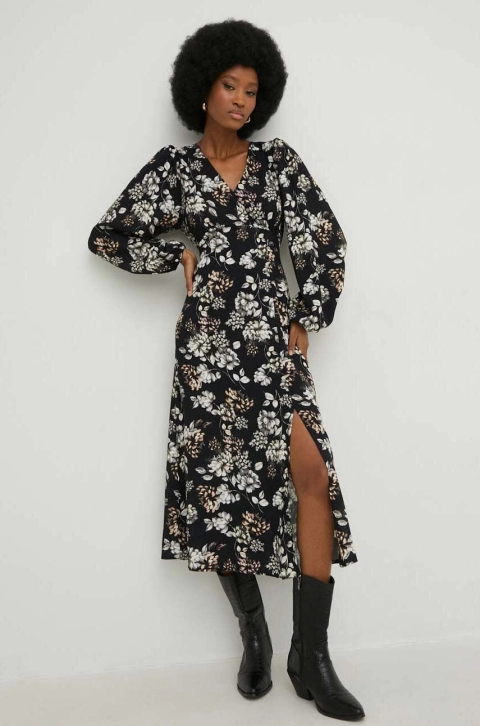 Answear Lab rochie culoarea negru, maxi, evazati