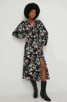 Answear Lab rochie culoarea negru, maxi, evazati