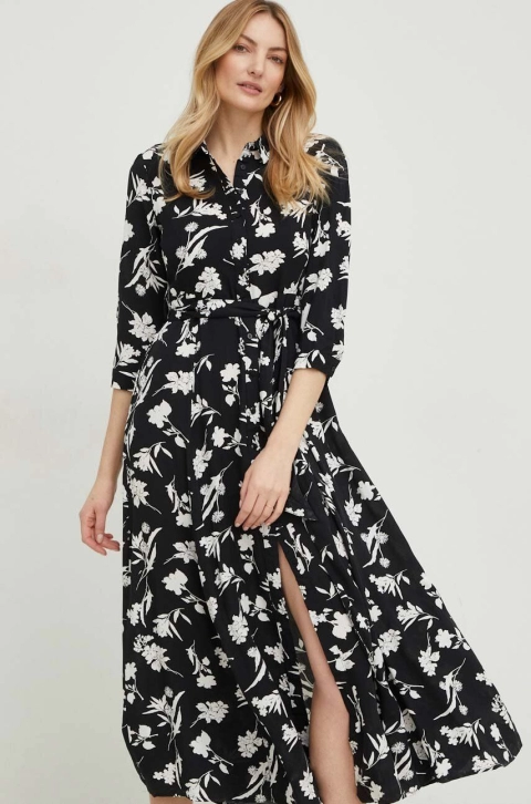 Answear Lab rochie culoarea negru, maxi, evazati