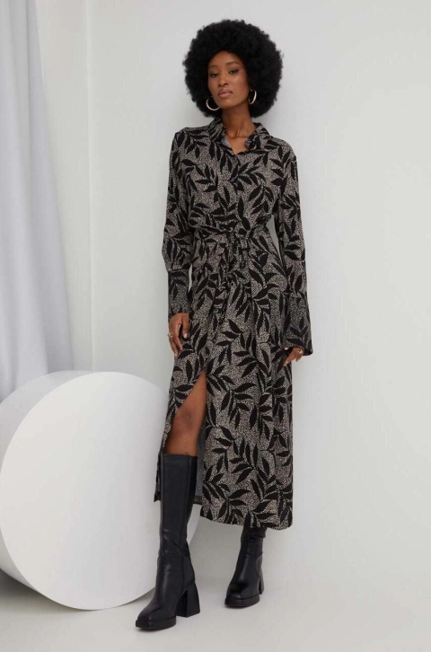 Answear Lab rochie culoarea negru, maxi, evazati