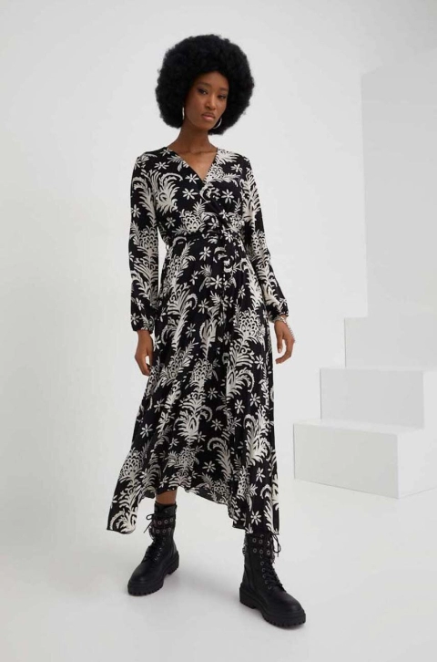 Answear Lab rochie culoarea negru, maxi, evazati