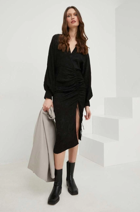 Answear Lab rochie culoarea negru, midi, drept