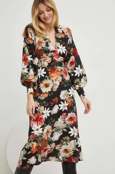 Answear Lab rochie culoarea negru, midi, evazati