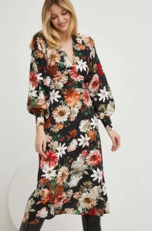 Answear Lab rochie culoarea negru, midi, evazati