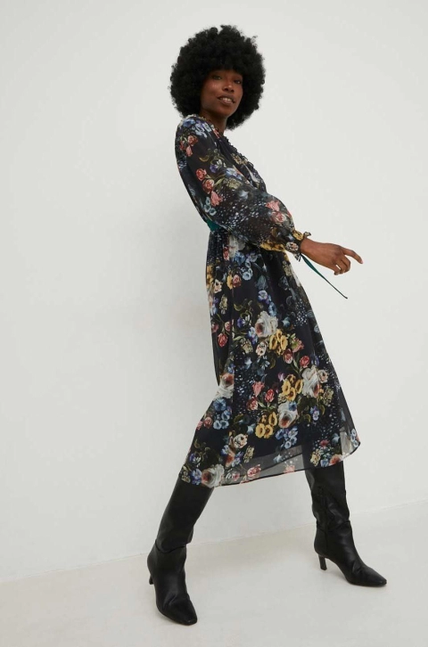 Answear Lab rochie culoarea negru, midi, evazati