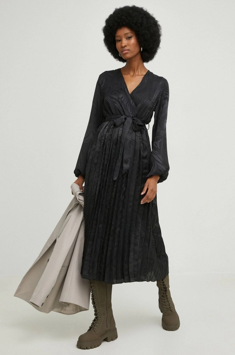 Answear Lab rochie culoarea negru, midi, evazati