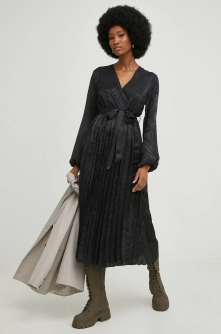 Answear Lab rochie culoarea negru, midi, evazati