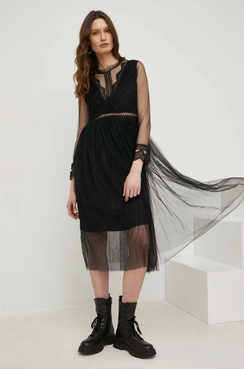 Answear Lab rochie culoarea negru, midi, evazati