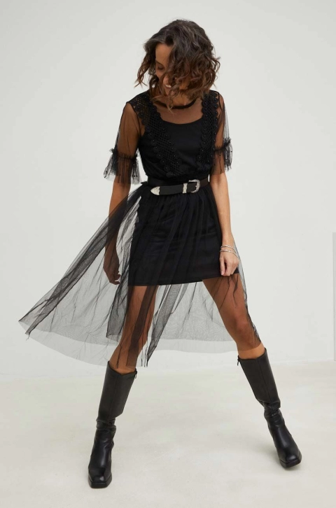 Answear Lab rochie culoarea negru, mini, evazati