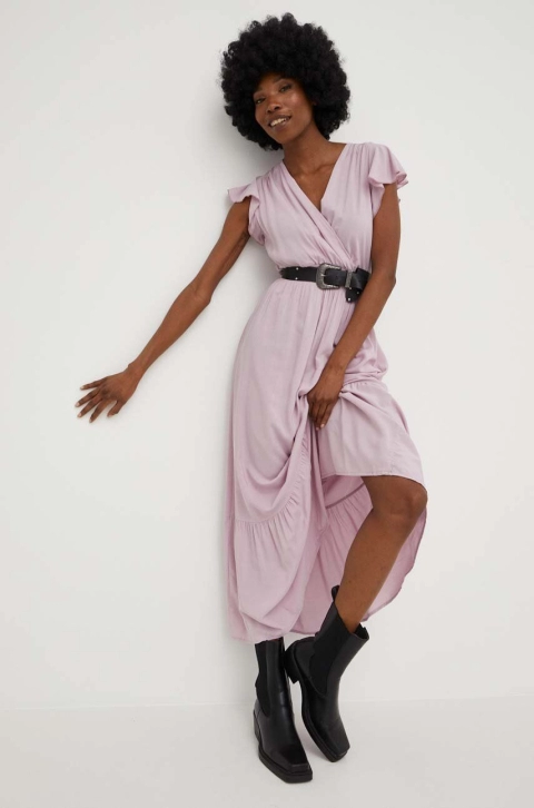 Answear Lab rochie culoarea roz, maxi, evazati