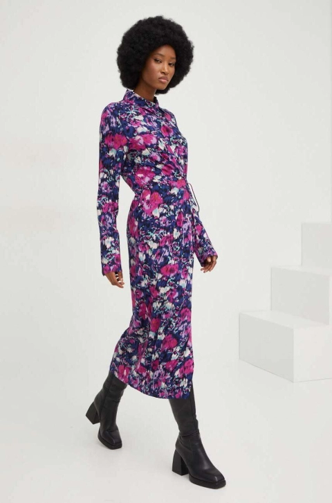 Answear Lab rochie culoarea roz, midi, drept