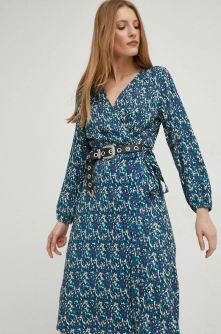 Answear Lab rochie culoarea turcoaz, midi, evazati