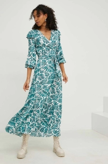 Answear Lab rochie culoarea verde, maxi, evazati