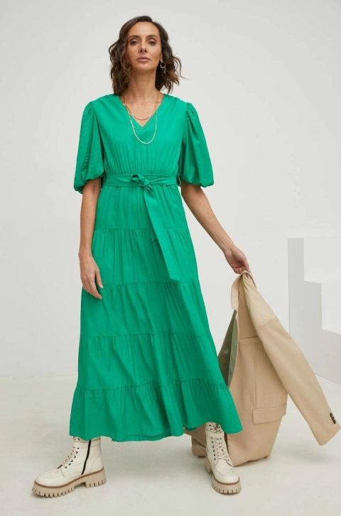 Answear Lab rochie culoarea verde, maxi, evazati