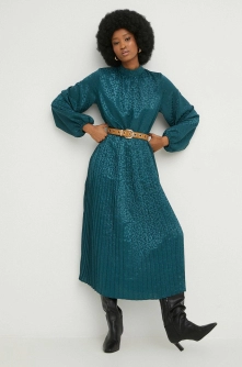 Answear Lab rochie culoarea verde, midi, evazati