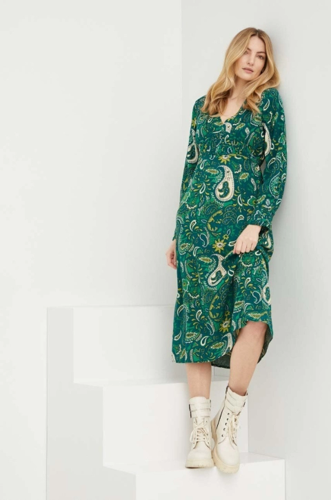 Answear Lab rochie culoarea verde, midi, evazati