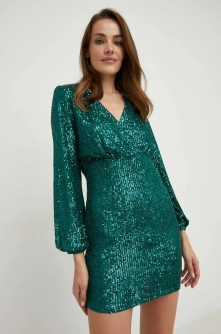 Answear Lab rochie culoarea verde, mini, evazati